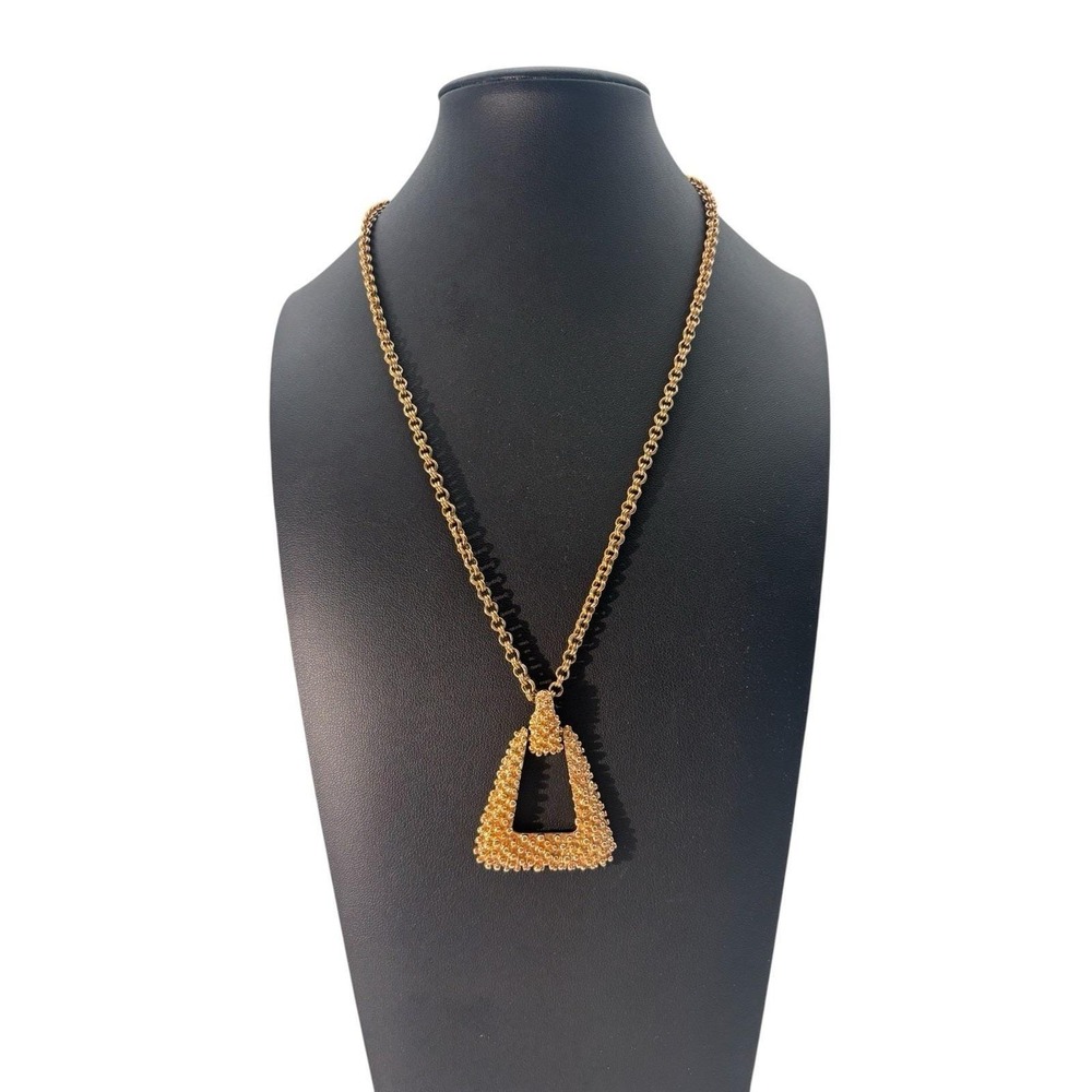 Vintage Signed Sarah Coventry Hobnail Textured Pendant 20" Chain Necklace